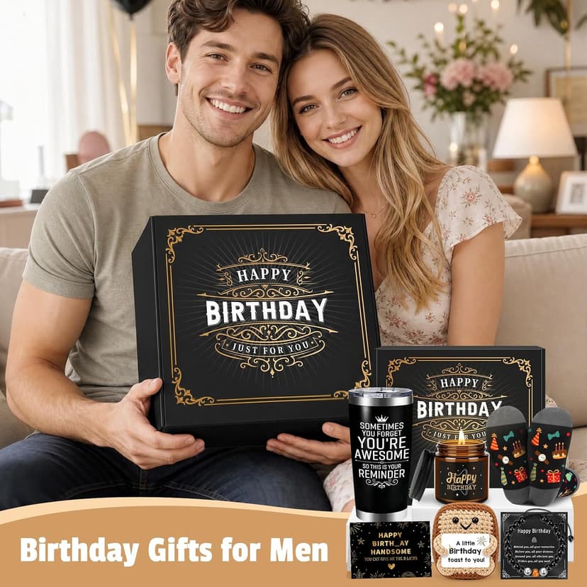 Birthday Gifts for Men Funny Birthday Gift Ideas Unique Presents Baskets for Him Happy Bday Gift Box for Men Who Have Everything Cool Bday Sets for Man Boyfriend Male Friends Bf Brother Adult Husband B0H4KYHPZ4