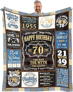 70th Blanket 60 x 50 inch, 70th Birthday Gifts for Men, Best Gifts for 70 Year Old Man, 70 Year Old Birthday Gifts for Men, 1955 Birthday Gifts for Dad, Mens 70 th Birthday Gift Ideas