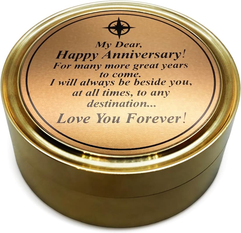 OakiWay Anniversary Sundial Compass Gift for Him or Her - Unique Gift Ideas for Husband or Wife, Men Wedding Anniversary 50th 40th 25th 20th Year Celebration, Gift Card Included