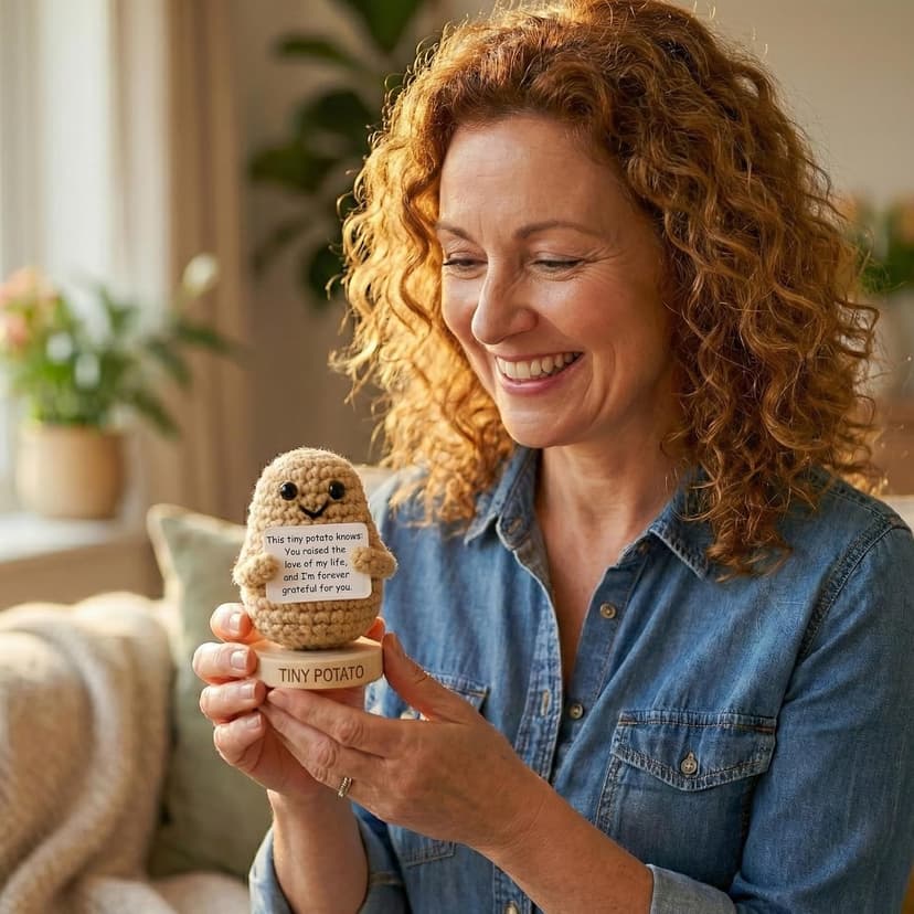 Mother In Law Gifts - Handmade Crochet Potato Doll with 30 Loving Signs for Mother In-Law, Birthday Appreciation for Mom In Law - Funny Bonus Mom Gifts for Women from Daughter or Son In Laws B0DVR67YS6