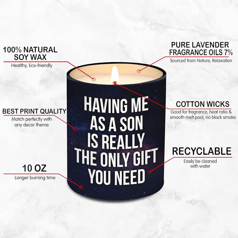Birthday Gifts for Mom from Son - Mom Birthday Gifts from Son - Moms Gift Ideas from Son - Mother Gift, Funny mom Candle, 10 Oz Jar Lemongrass Scent