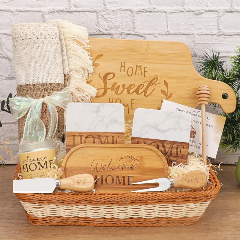 House Warming Gifts New Home,New Home Gift Ideas,Realtors Closing Gifts for Home Buyers,Woven Basket Serving Board Table Runner Gifts for Couples Women Men B0DG54VV5R