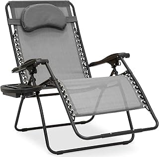 Best Choice Products Oversized Zero Gravity Chair, Folding Outdoor Patio Lounge Recliner w/Cup Holder Accessory Tray, Pillow - Gray
