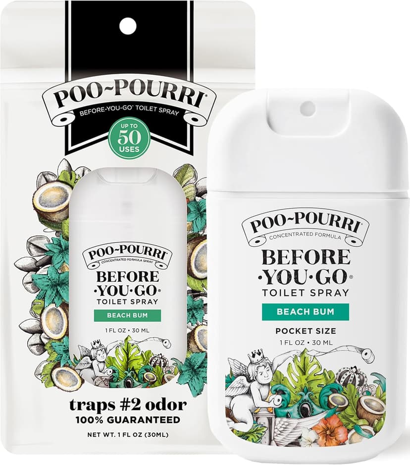 Travel Essentials On-The-Go Bathroom Odor Deodorizer with Essential Oils, Up to 50 Uses, TSA Approved, Coconut Orchid Scent Poo-Pourri Before-You-Go Pocket Toilet Spray, Beach Bum, 1 Fl Oz B0CRQQ8TYB