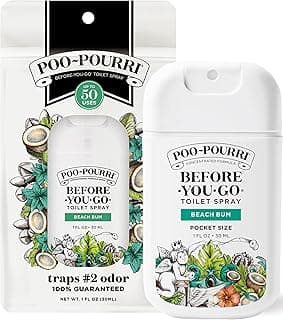 Travel Essentials On-The-Go Bathroom Odor Deodorizer with Essential Oils, Up to 50 Uses, TSA Approved, Coconut Orchid Scent Poo-Pourri Before-You-Go Pocket Toilet Spray, Beach Bum, 1 Fl Oz B0CRQQ8TYB