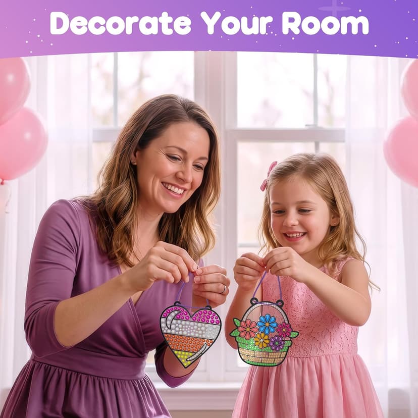 Birthday Gifts Kit for Girls Boys Ages 4 5 6 7 8 9 10 Years Old DIY Creative Kids' Mosaic Kits Diamond Art Crafts Toys ZIZZ Diamond Window Art Suncatcher Kits for Kid 5PCS Gem Painting Crafts B0FM3YQY2W