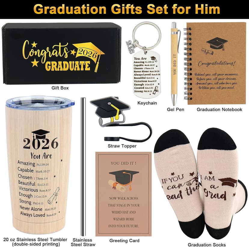 Masters Degree Phd Graduate Gifts Basket for Son, Grad Gift for Men, Male Congratulation Present for Class of 2026 Graduates Graduation Gifts for Boys Him, High & Middle School College Graduation Gift B0GVQCKCYD