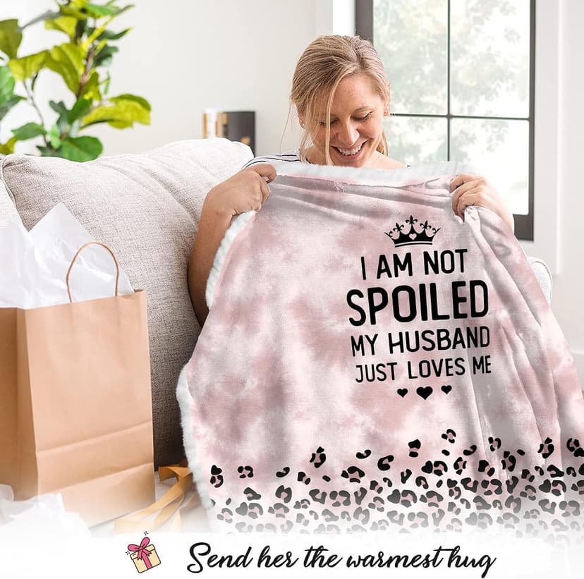 Spoiled Wife Fleece Wearable Blanket Hoodie - Mothers Day Gifts for Wife from Husband - Birthday Wife Gift Ideas B0CSDFLL6R