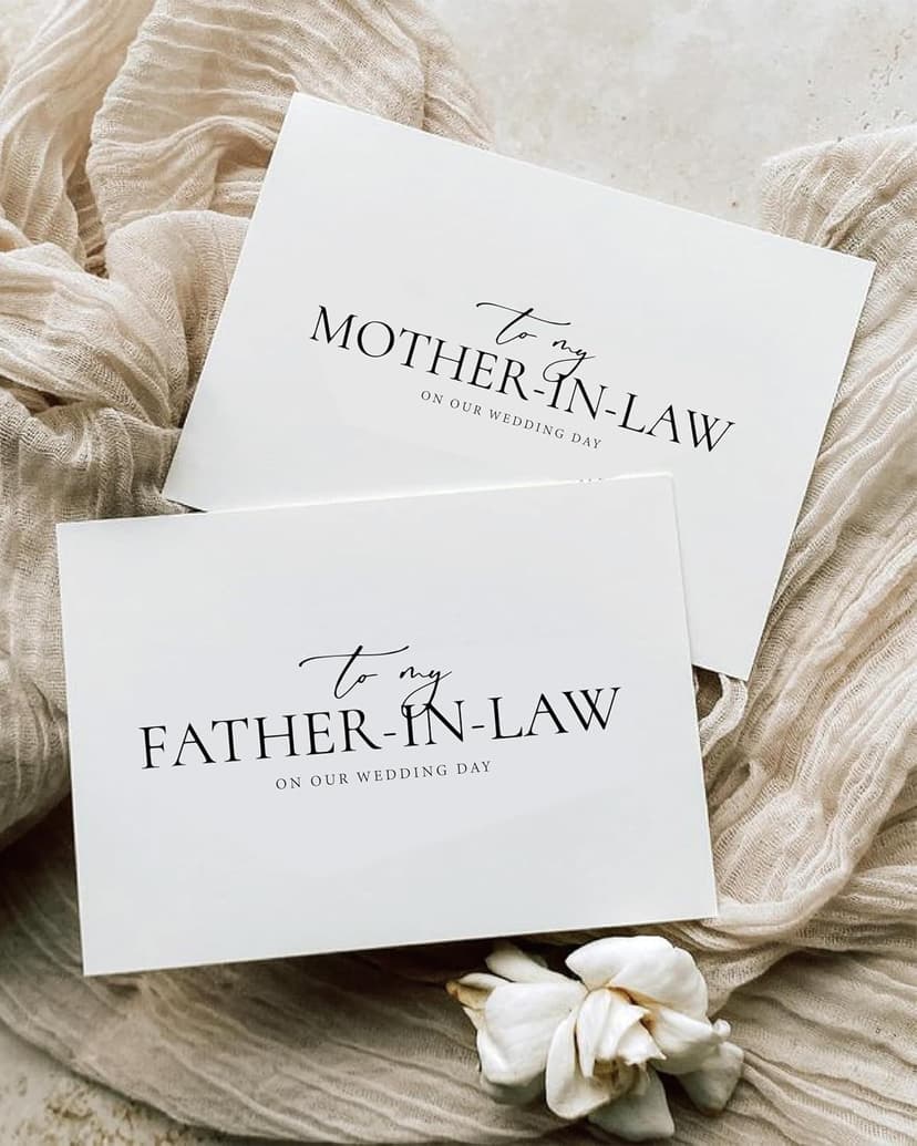 Set of 2 Parents In-Law Wedding Cards, For Bride/Groom's Parents, To My Father/Mother In-Law On Our Special Day B0D3XNR98R