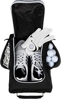 Murray Sporting Goods Golf Shoe Bag for Men and Women - Black Golf Shoe Travel Bag with Side Pockets for Golf Balls, Tees and Other Accessories