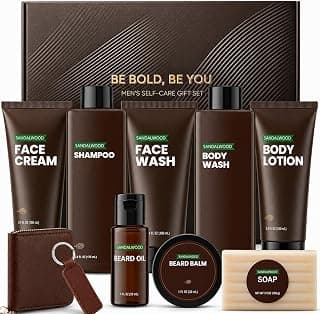 Rinse & Robust Gifts for Men 10Pcs Gift baskets for Men, Sandalwood Bath and Body Works Men Gifts for Birthday for Dad Boyfriend Husband B0DW8M5GBN