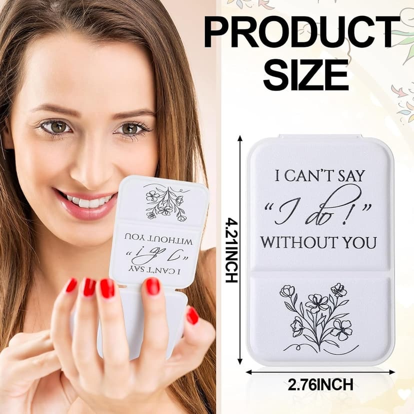 I Can't Say I Do Without You Quote, Proposal Gifts, Travel Small Makeup Mirror, Portable for Bridal Shower Wedding Party Novabright 6 Pcs Bridesmaid Gifts Bulk Bridesmaid Compact Mirror, White B0G6BL8C3R