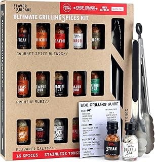Ultimate Grilling Gift for Men - BBQ Accessories - Gourmet Spice Blends & Seasonings, Tongs, BBQ Magnet, Meat Rubs, Unique Gift for Guys, Dad, Son, Brother, Father in Law, Cooking Chefs, 17 Piece Set