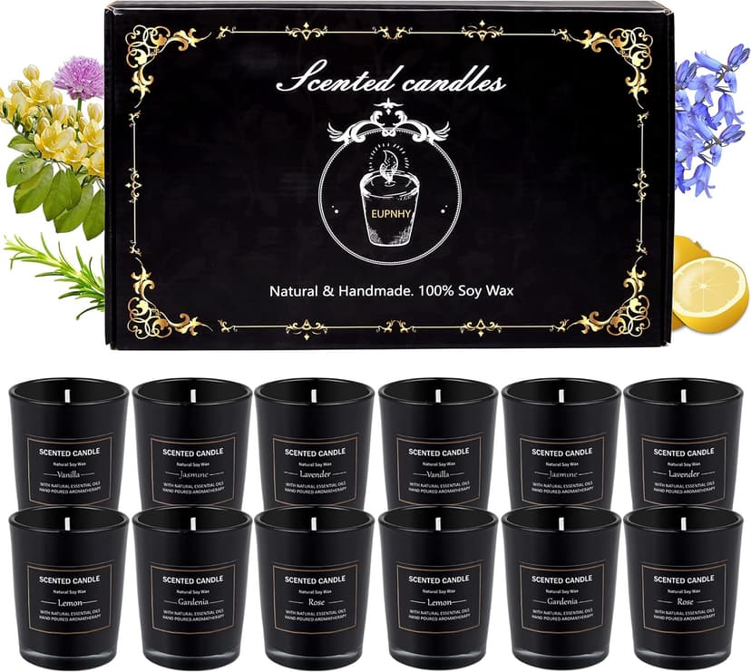 12 Pack Scented Candles Gift Set 2.5oz Strong Fragrance Aromatherapy Jar Candle Set Soy Wax Decorative Candles for Home Scented Candles Best Gifts for Women. B09MBW7JGL