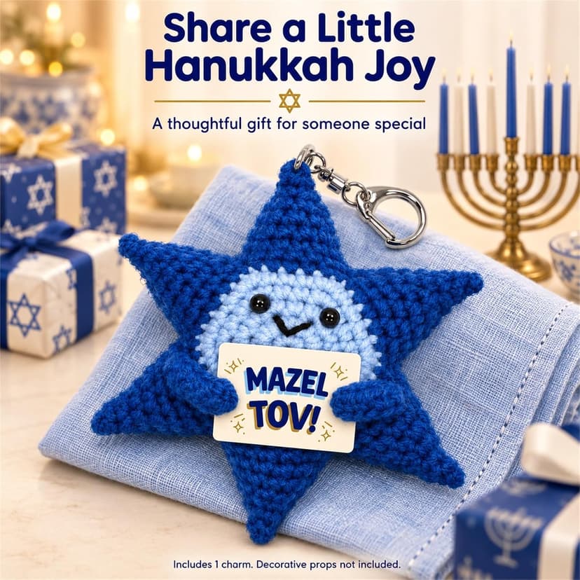 Crochet Star of David Plush, Mazel Tov Bat Mitzvah Gift B0HKSW45VK