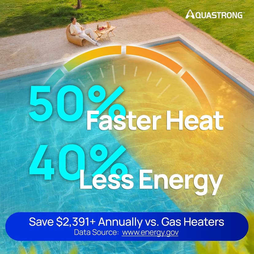 AQUASTRONG Inverter Swimming Pool Heat Pump,Pool Heater for Above Ground and Inground Pool Heating and Cooling Pool Heater, Smart WiFi Control Pools Up to, 21000 Gallons