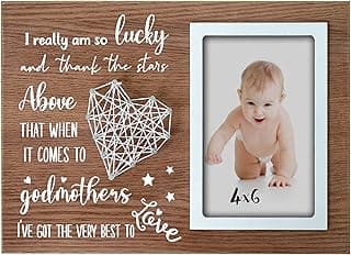 Buecasa Godmother Gifts from Godchild - Godparent Picture Frame Wood Grain with 4x6 Inches Vertical Photo- Gifts for Goddaughter and Godson