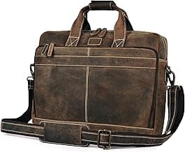 LEATHER VILLAGE 16" Leather Laptop Messenger Briefcase Bag for Men-Leather Satchel for Travel and Office Shoulder Bag- Rustic Brown