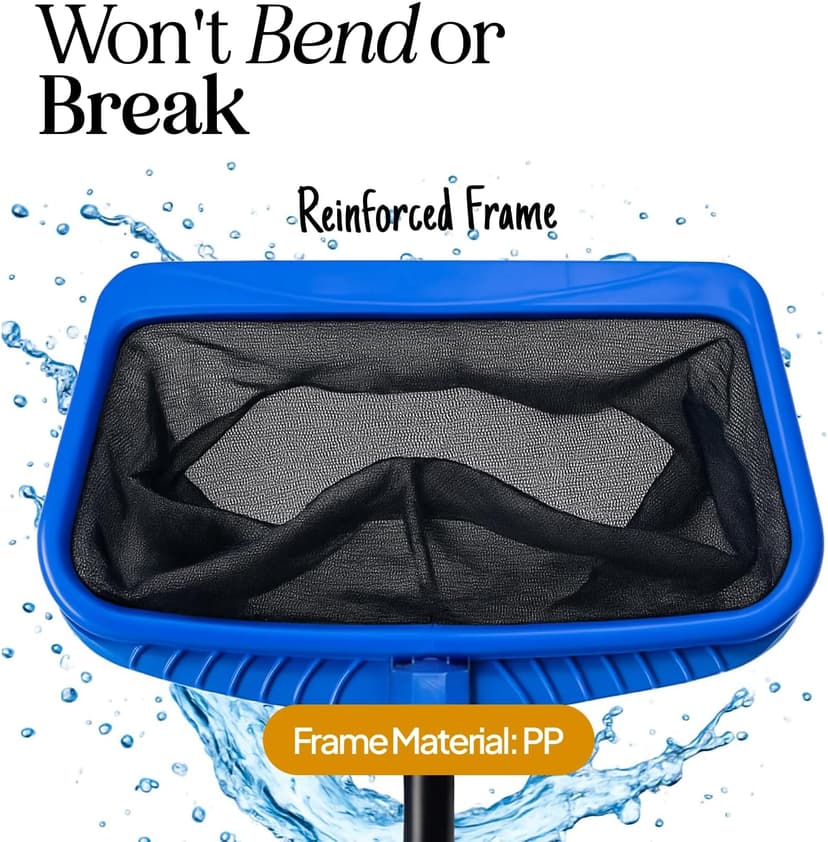 Lime Ultra-Durable Pool Skimmer Net – Deep Fine Mesh for Efficient Leaf & Debris Cleaning, Fits Standard Pool Poles (Net Only, No Pole)