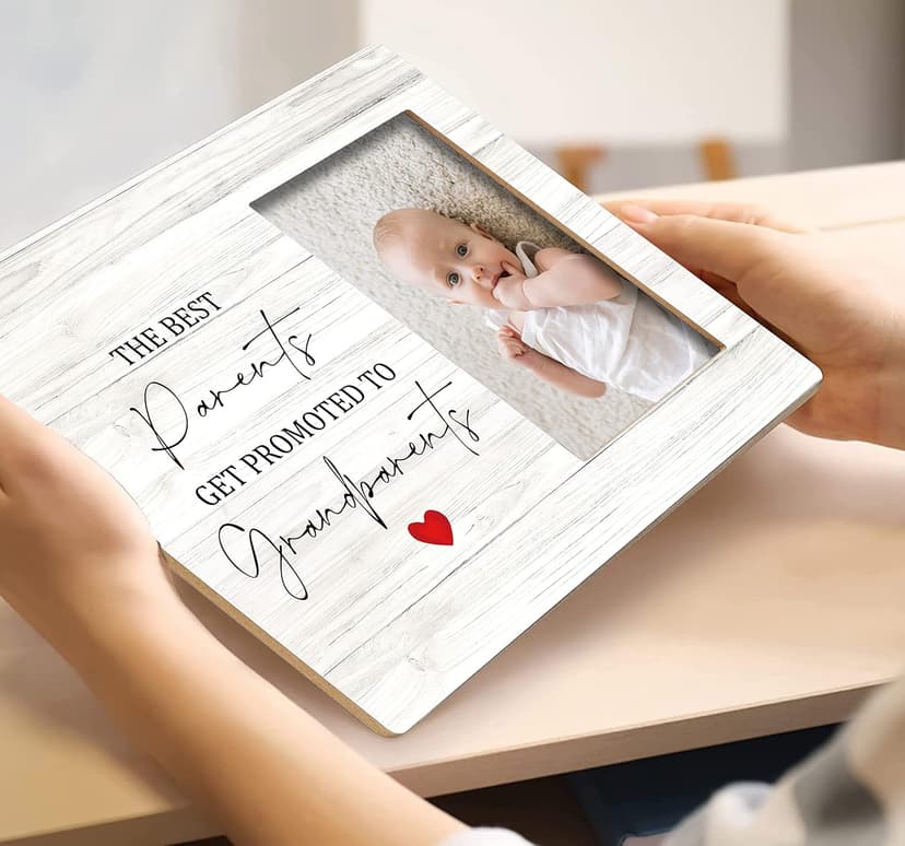 SRADMO Grandparents Picture Frames,Grandkids Photo Frame,The Best Parents Get Promoted To Grandparents Picture Frame,Baby Grandpa Grandma Photo Frame 8x10,Grandparents Baby Announcement Gifts（White-2）