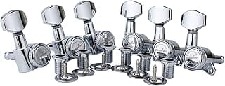 Guyker Guitar Locking Tuners (6 for Right) - 1:18 Lock String Tuning Key Pegs Machine Head with Hexagonal Handle Replacement for ST TL SG LP Style Electric, Folk or Acoustic Guitars - Chrome