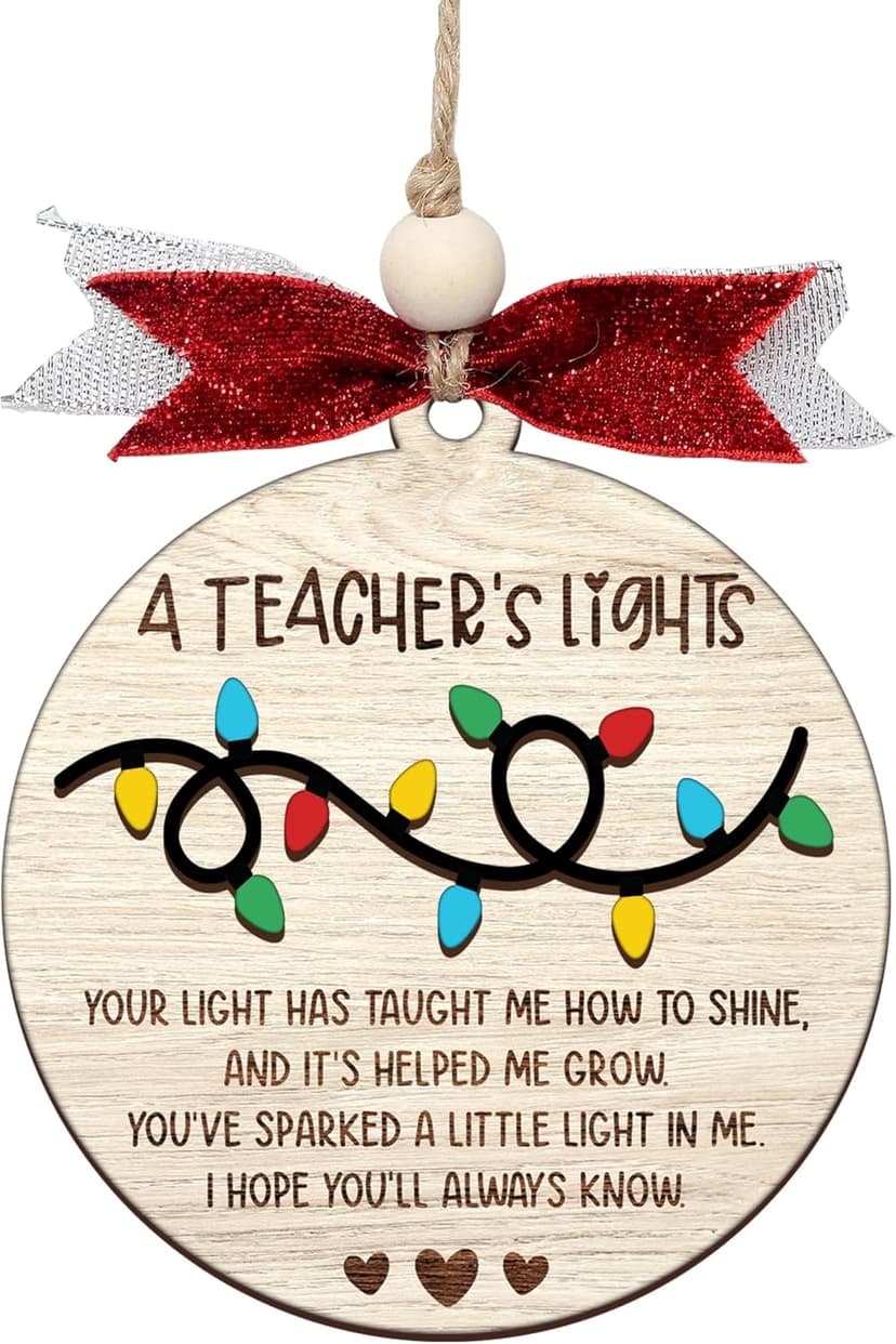 Heartfelt teacher Christmas ornament. A thoughtful thank you gift for teachers that shines with appreciation. Ready to hang. Teacher Christmas Ornaments – Best Merry for Teachers (B48) B0D9GZF921