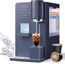 3-in-1 Water Dispenser with Ice Maker – Compact Coffee Brewer, K-Cup® Pod Compatible, Hot/Cold/Warm Water, Adjustable Water Volume, Bullet Ice Ready in 8–12 Minutes, for Home & Office