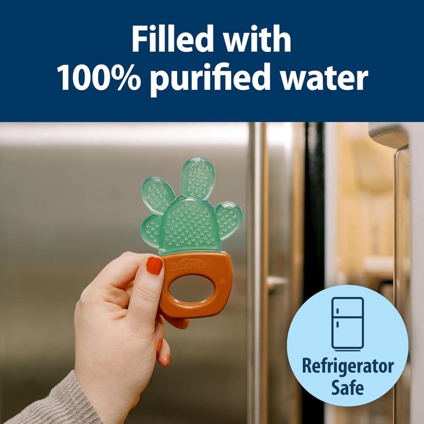 Dr. Brown's AquaCool Water-Filled Teether, Cooling Baby Teether Toy for Sore Gums, Green Cactus, BPA Free, 3m+, 2-Pack