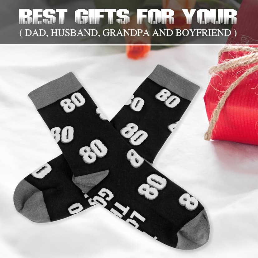 40th 50th 60th Birthday Gifts for him，Men 40th 50th 60th Birthday Decorations, Funny Black Crew Cotton Socks