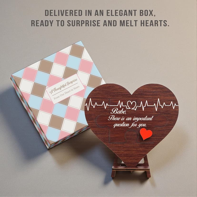 Will You Be My Girlfriend Sign – Mothers Day Gifts for Girlfriend, Wooden Heart Proposal Puzzle with Hidden Message, Be My Valentine Girlfriend Proposal Gifts Decor, Romantic Valentine Gift Ideas