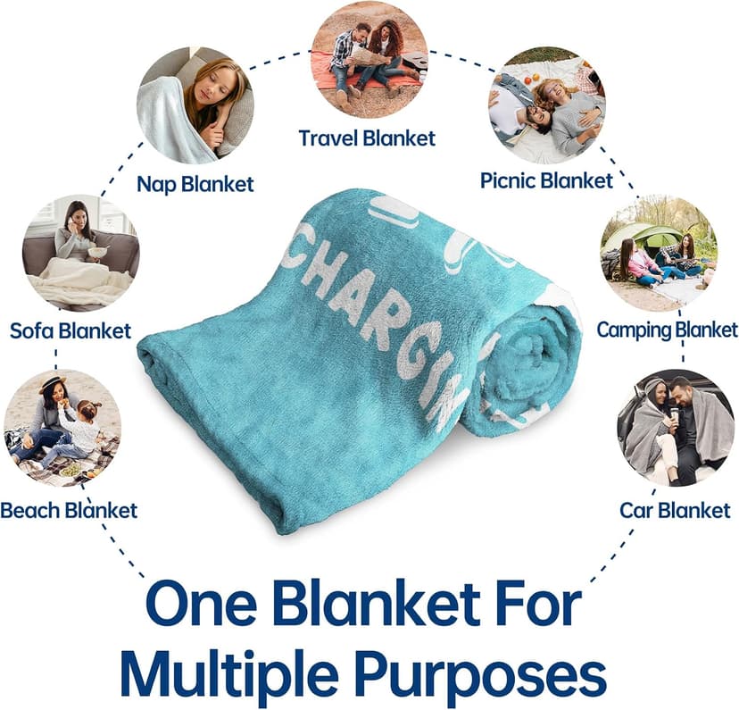 Wife is Charging Sloth Blanket 60" x 50", Cyan, Christmas Mothers Day Birthday Gift for Wifey from Husband Leebbsin Funny Gifts for Wife, Anniversary Wedding Gifts for Wife B0DNMFTB5W