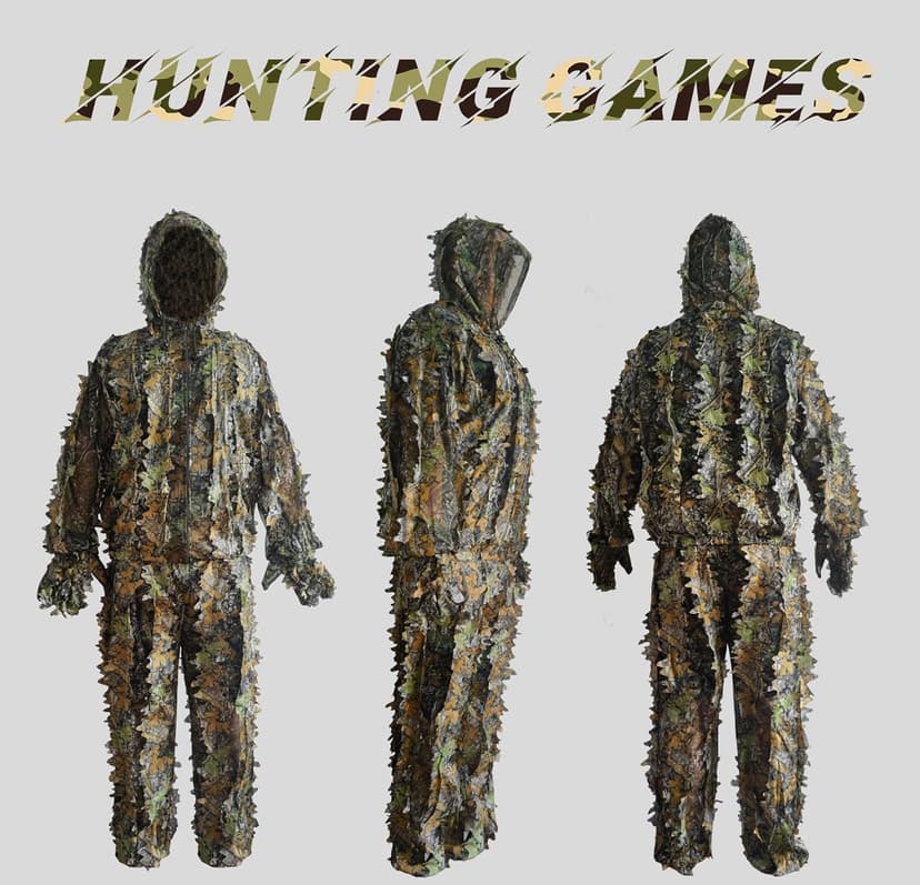 Ghillie Suit for Men -Complete Set with Full Face Mask & Gloves | Perfect for Outdoor Camouflage, Turkey Hunting, Halloween!
