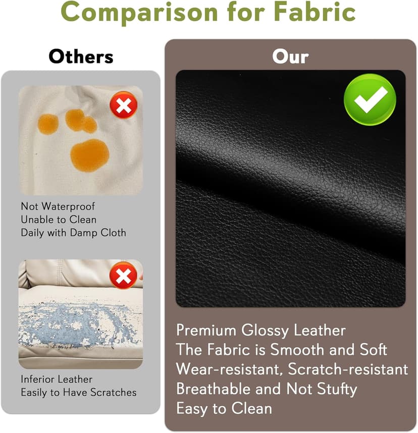 STHOUYN 72" W Faux Leather Black Sofa 3 Seat Couch, Modern Comfy Couch with 2 USB, Small Couches for Living Room Apartment Bedroom Small Spaces, Office(Black (Sofa))