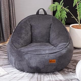 Bean Bag Chair, Cozy Fluffy Beanbag Chairs with Filler for Teens and Kids, Floor Lazy Sofa for Living Room Gaming & Reading (M-Charcoal)