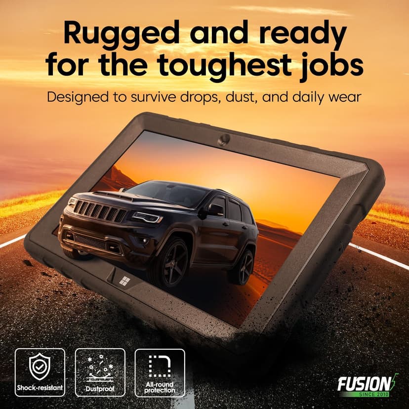 Fusion5 Built in USA 10.1” Windows 11 Professional Rugged Tablet PC - 12GB RAM, 512GB SSD, Intel 13th Gen, Full HD Windows Tablet Computer, HDMI, USB C - 2 Year Full Warranty with Accidental Damage