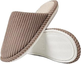 sinceslim Memory Foam House Slippers for Women Indoor Slippers with Non-Slip Rubber Sole Close Toe Slip On Cotton Slippers