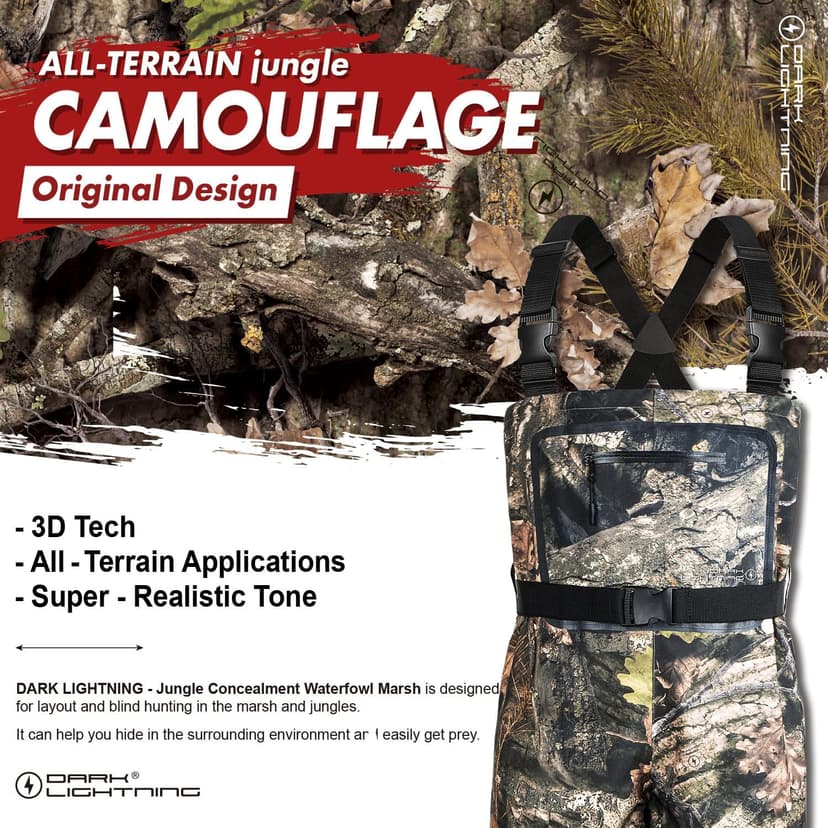 Dark Lightning Breathable Insulated Chest Waders, Perfect for 4 Seasons Fly Fishing Stocking Foot Waders for Men and Women