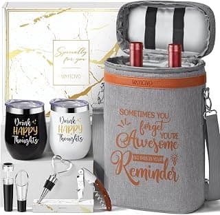 Wine Lovers Gifts for Women Wine Gift Baskets, Birthday Christmas Gifts for Women Mom Her Sister Friend Dad Coworker Girlfriend Housewarming Gift Set, Wines Cooler Bag Tote Carrier w/Wines Tumblers