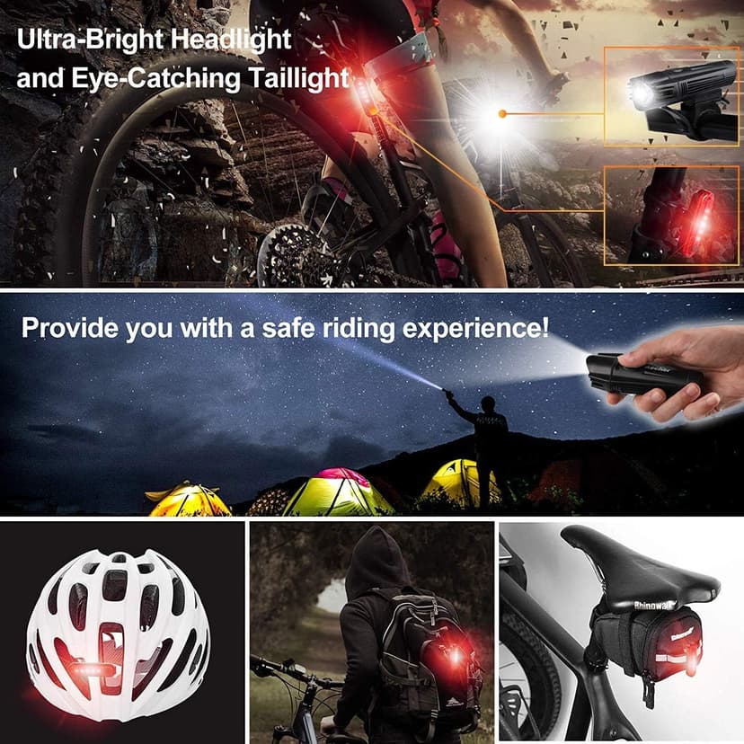 Ascher Ultra Bright USB Rechargeable Bike Light Set, Powerful Bicycle Front Headlight and Back Taillight, 4 Light Modes, Easy to Install for Men Women Kids Road Mountain Cycling B07FC9NRRR