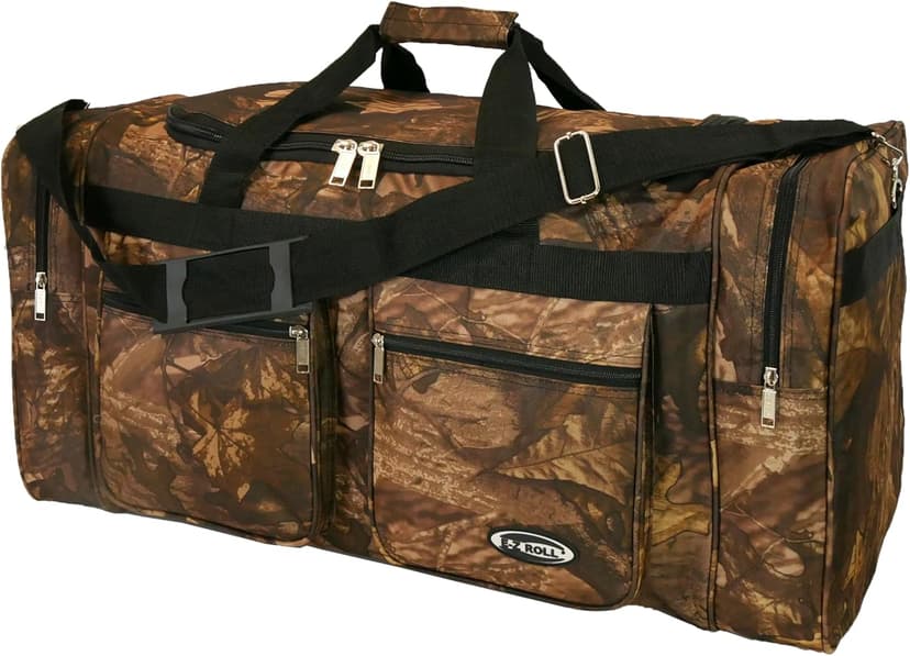 E-Z Roll 30 Inch EXTRA LARGE Tree Camouflage Duffel Bag-Oversized Travel & Outdoor/Hunting Gear Bag, 30x14x12 Inches,Heavy Duty, Water-Resistant in 5 Colors (NOT CARRY-ON SIZE) (Black Trim)