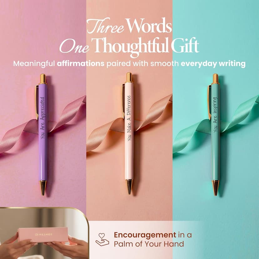 MESMOS 3pcs Fancy Pens, End of Year Teacher Gifts for Women, Difference Maker Gift, Thank You Teacher Gift Pens, Best Teacher's Gifts Supplies, Aesthetic Nice Pen Set, German-Ink 1mm Swiss-Tip B0CPNXYVL6