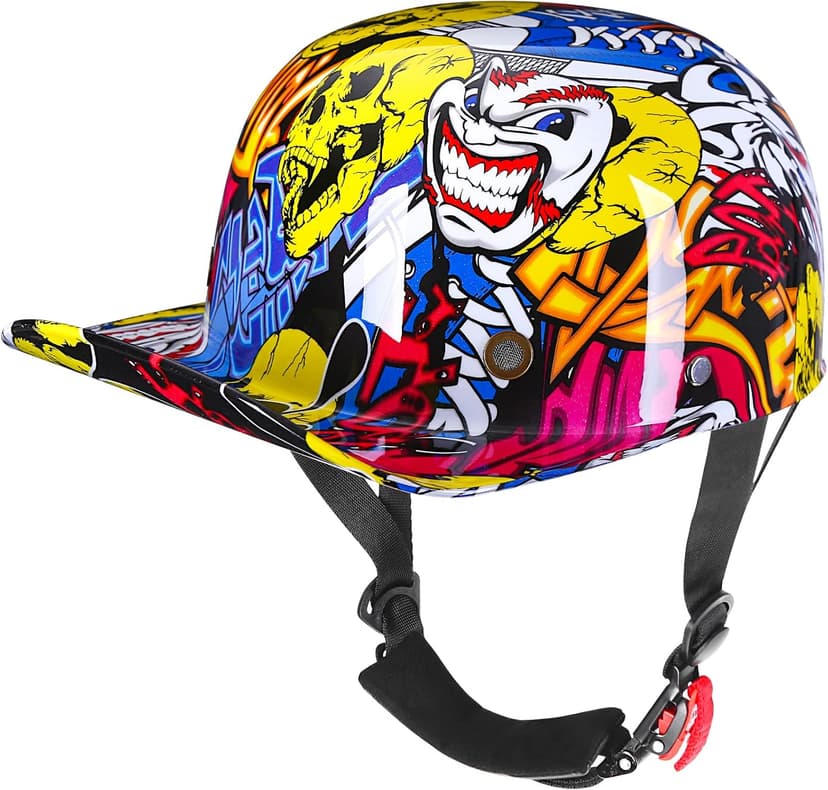 Yesmotor Baseball Style Cap Retro Motorcycle Helmet Unisex-Adult - DOT Approved