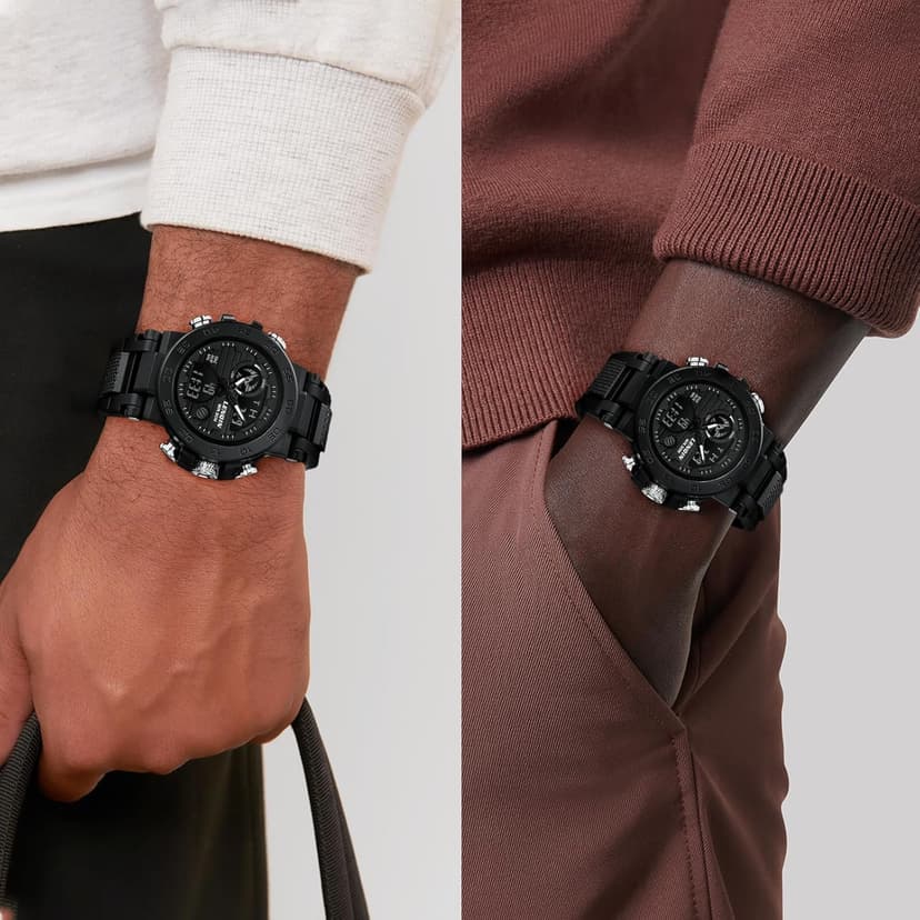 LN LENQIN Mens Watches Digital Military Watch for Men Stopwatch Army Survival Tactical Sports Outdoor Big Face Waterproof Men's Wrist Watches with LED Backlight/Timer/Alarm/Date