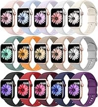 15 Pack Soft Silicone Bands Compatible with Apple Watch Band 40mm 41mm 38mm 45mm 44mm 42mm 46mm 49mm for Women Men,Sport iWatch bands Replacement Strap Wristbands for iWatch SE Series 10 9 8 7 6 5 4 3