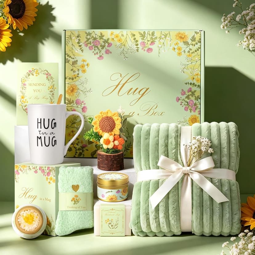 Birthday Gift for Women, Self Care Spa Gift Basket, Hug in a Box Relaxation Experience Set, Stress Relief Comfort Care Package for Her,Thinking of You Get Better Soon Gifts B0GVXGP4YF