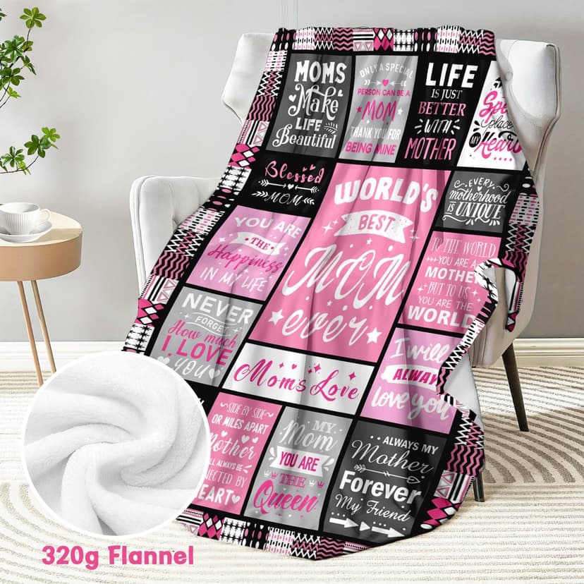 Soft Cozy Keepsake for Christmas, Valentine's Day, Mother's Day and More Mom Birthday Gifts from Daughter, Best Mom Ever Blanket 50"x60" B0DDSJTY5V
