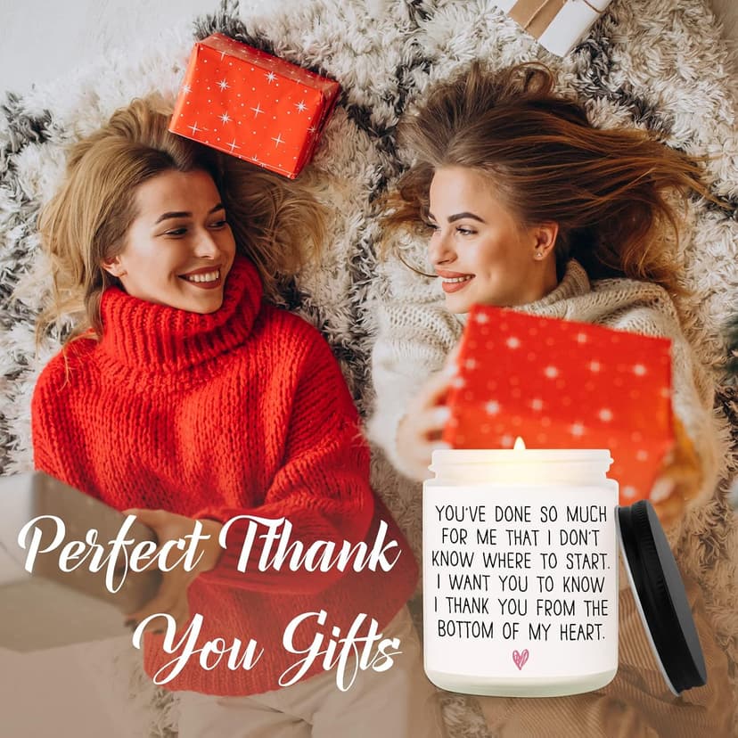 BAUBLEDAZZ Thank You Gifts for Women, Thank You Candle- Handmade Lavender Natural Soy Wax Candle (7oz)- Appreciation Gifts for Friends, Coworker, Men, Hostess