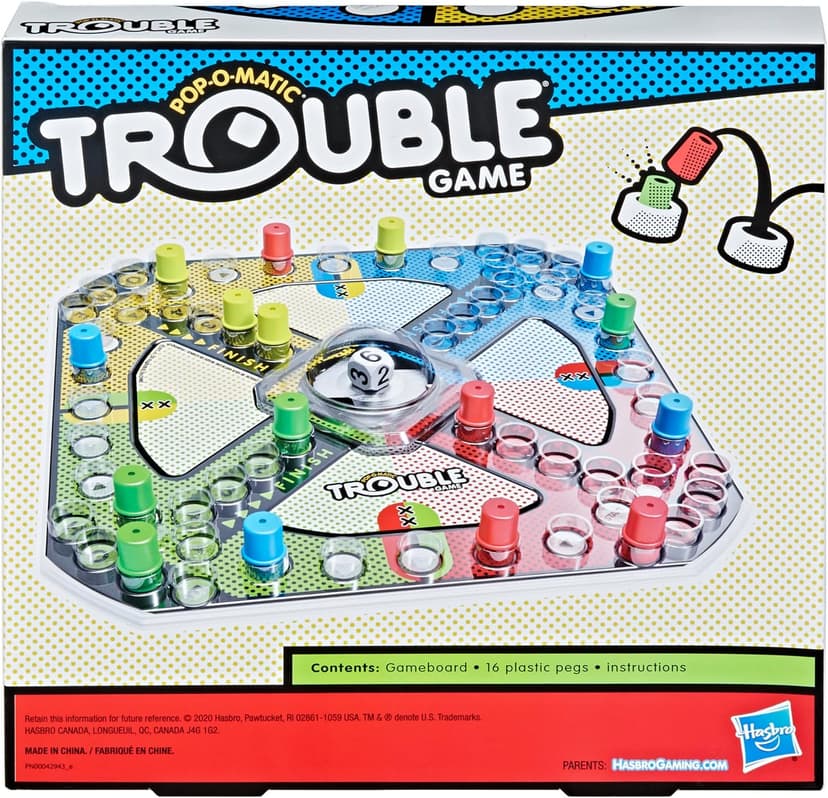 Hasbro Gaming Trouble Board Game for Kids Ages 5 and Up 2-4 Players