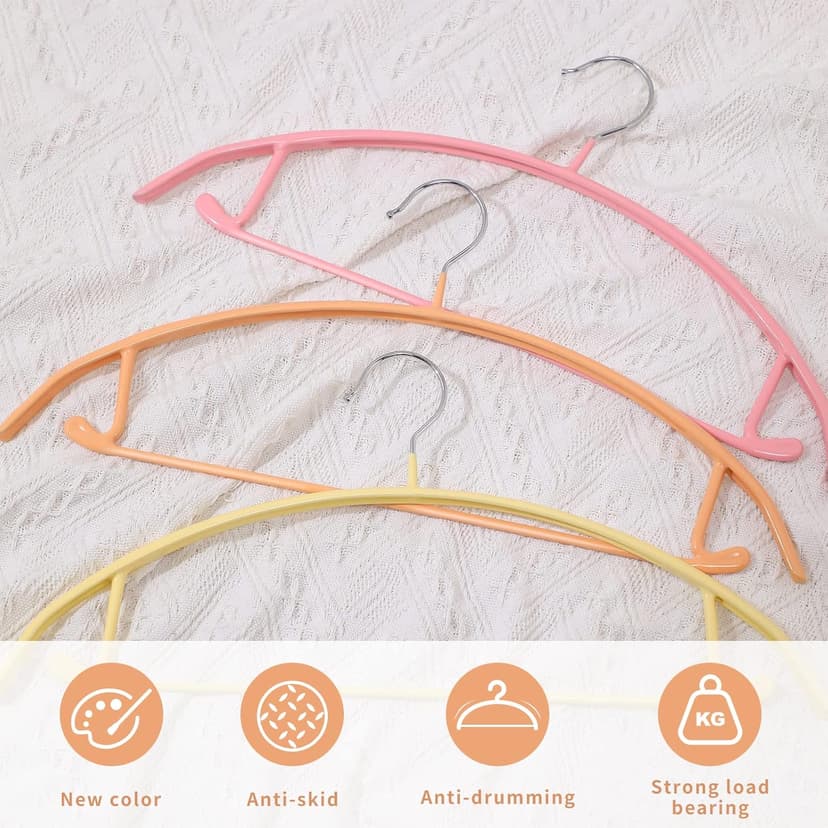 MOPALL Clothes Hangers 28 Pack, Non Slip PVC Coating Metal Sweater Hanger No Shoulder Bump, 16.5 inch Wide Heavy Duty Durable Adult Coat Hanging for Closet, Suit, Dress, Jacket, Pant, Shirt