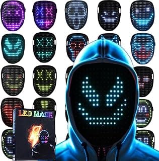 Gift for Halloween Costume Mask Birthday Christmas Cosplay, Rechargeable, 50 Glowing Patterns, Cool Toys For Kids Adults JDBMAOYE LED Light Up Mask with Gesture Sensing,Perfect Gifts for Teen Boys B0D9LZXPZ1